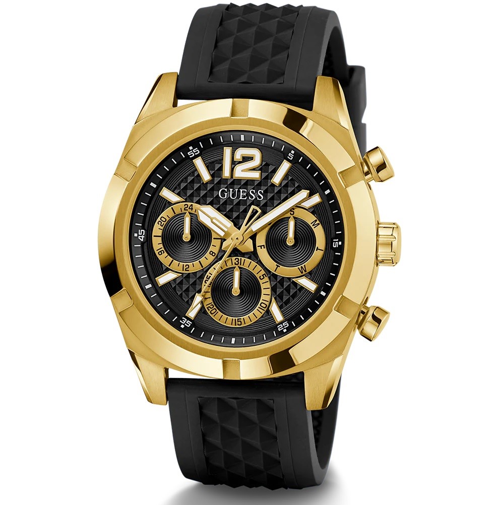 Đồng hồ Nam Guess Gold-Tone and Black Silicone Multifunction Watch GW0729G2 4