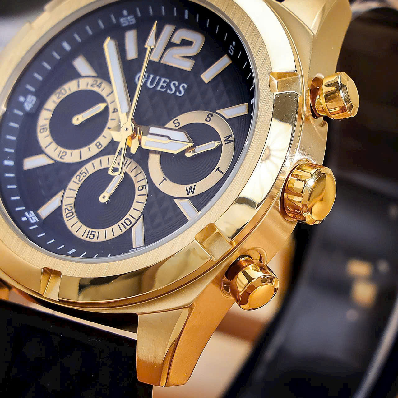 Đồng hồ Nam Guess Gold-Tone and Black Silicone Multifunction Watch GW0729G2 5