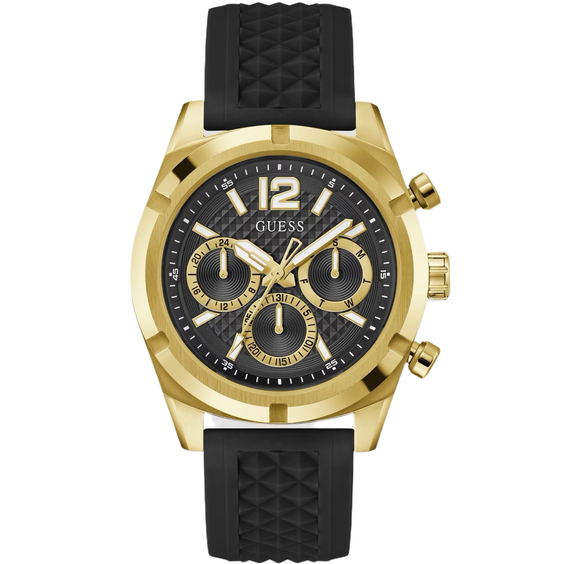 Đồng hồ Nam Guess Gold-Tone and Black Silicone Multifunction Watch GW0729G2 3