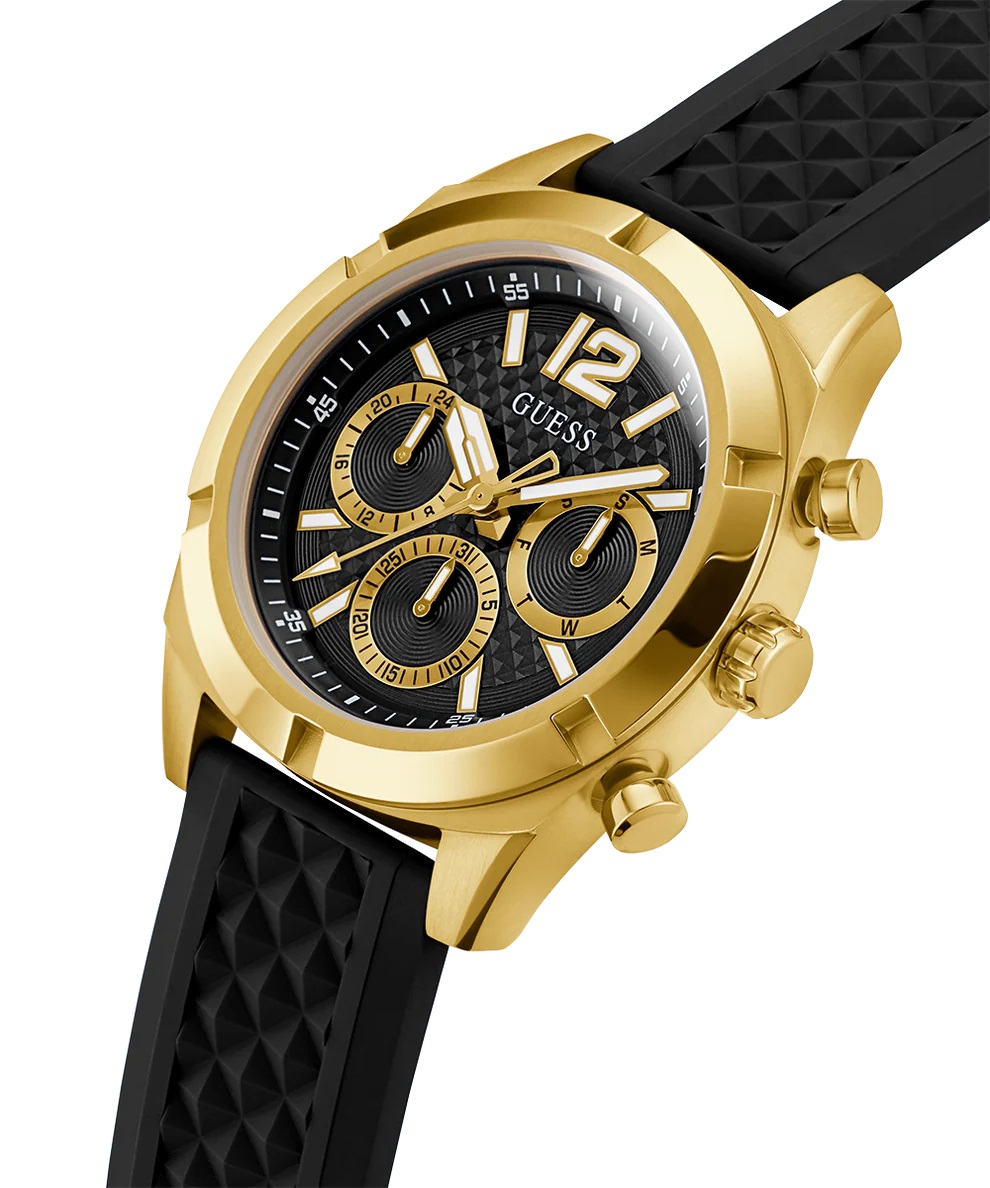 Đồng hồ Nam Guess Gold-Tone and Black Silicone Multifunction Watch GW0729G2 8