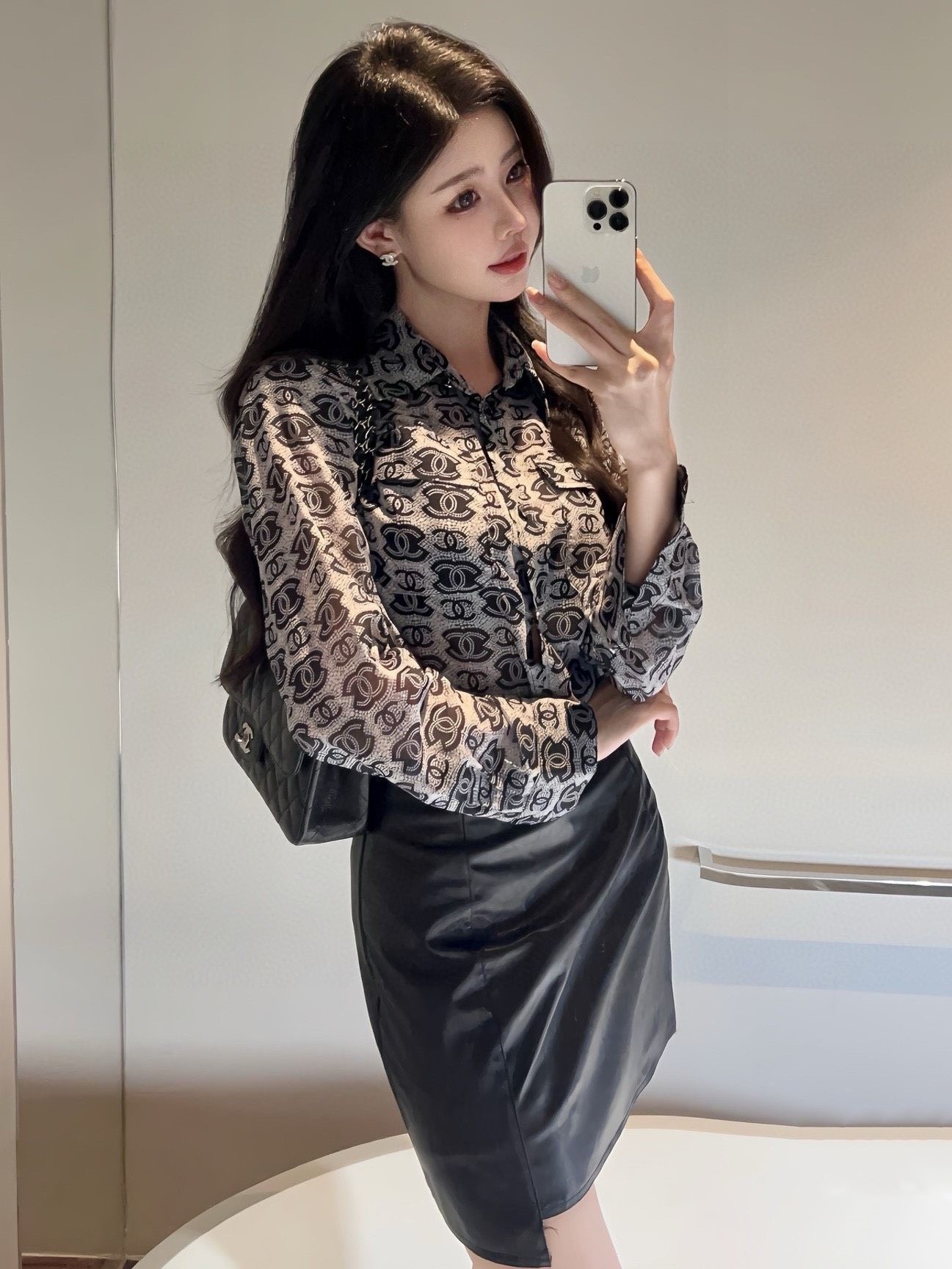 ÁO SƠ MI NỮ TAY DÀI CHANEL ĐEN 4
