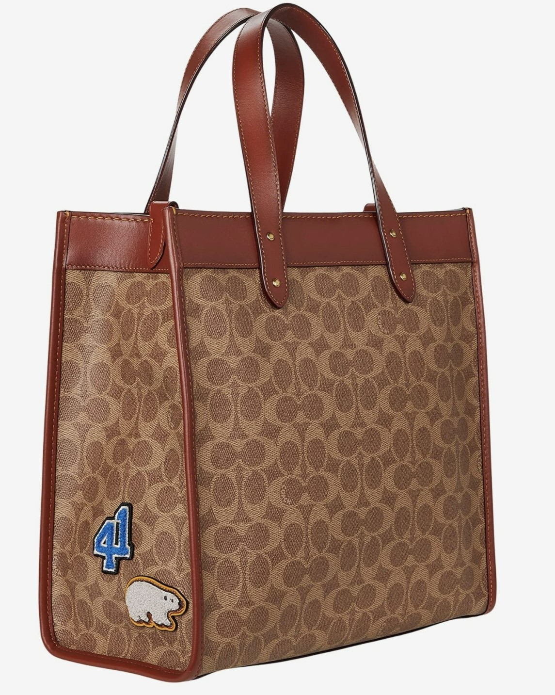 TÚI ĐEO CHÉO COACH FIELD TOTE IN SIGNATURE CANVAS WITH PATCHES 2
