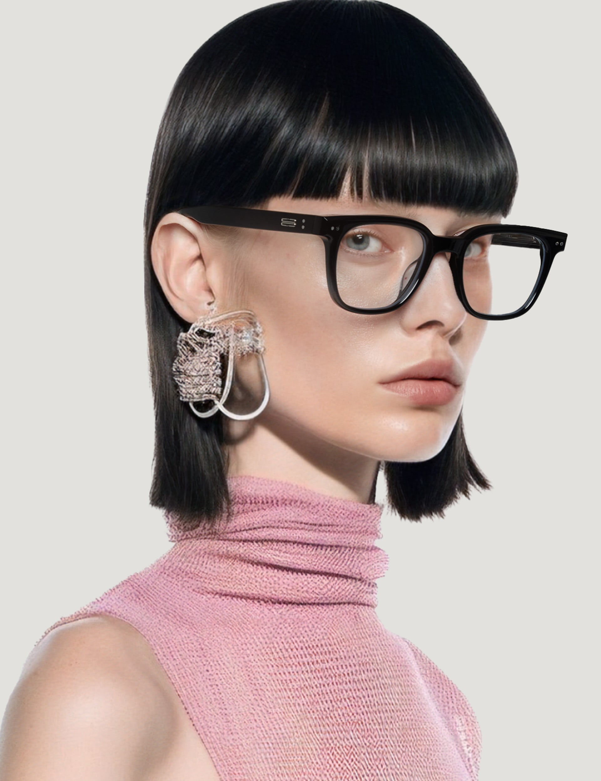 Kính giả cận Gentle Monster Evan 01 Clear Lenses Black Acetate Frame 4