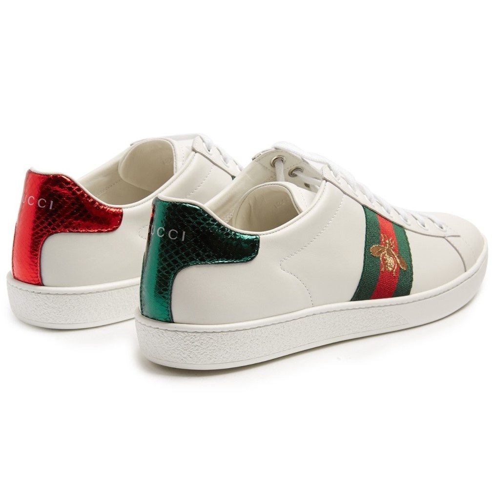 GIÀY THỂ THAO GUCCI ACE EMBROIDERED SNEAKER WHITE LEATHER WITH BEE MÀU TRẮNG 1