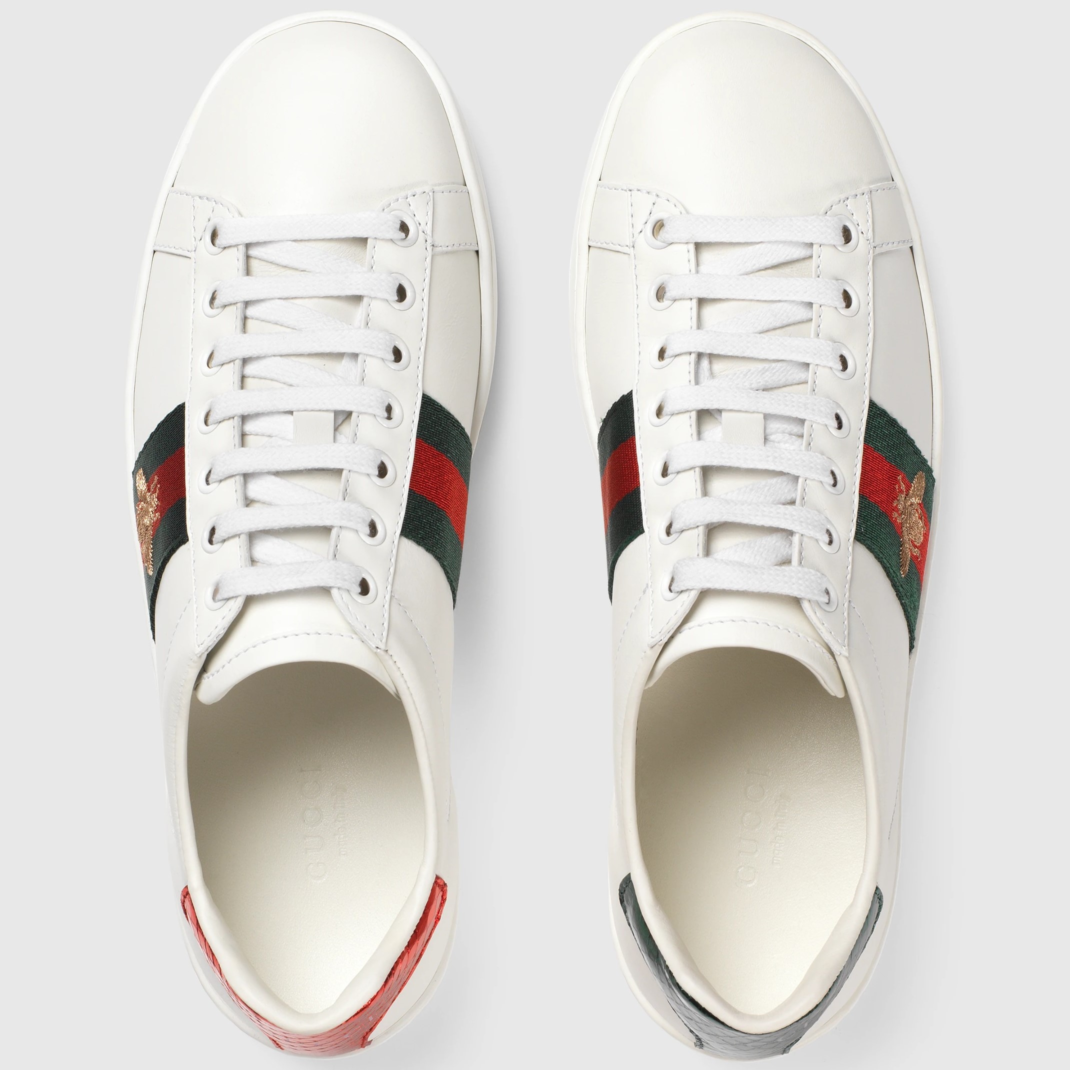 GIÀY THỂ THAO GUCCI ACE EMBROIDERED SNEAKER WHITE LEATHER WITH BEE MÀU TRẮNG 9