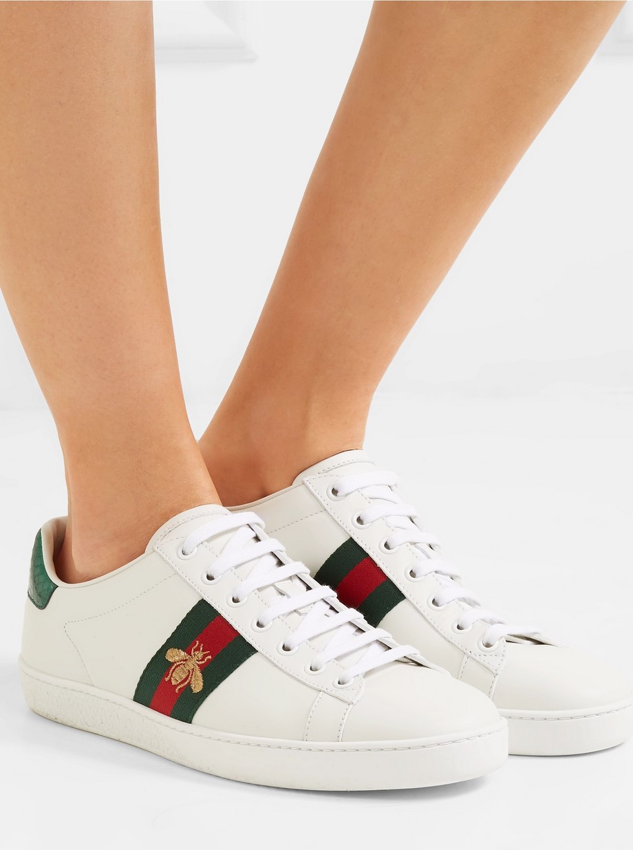GIÀY THỂ THAO GUCCI ACE EMBROIDERED SNEAKER WHITE LEATHER WITH BEE MÀU TRẮNG 11
