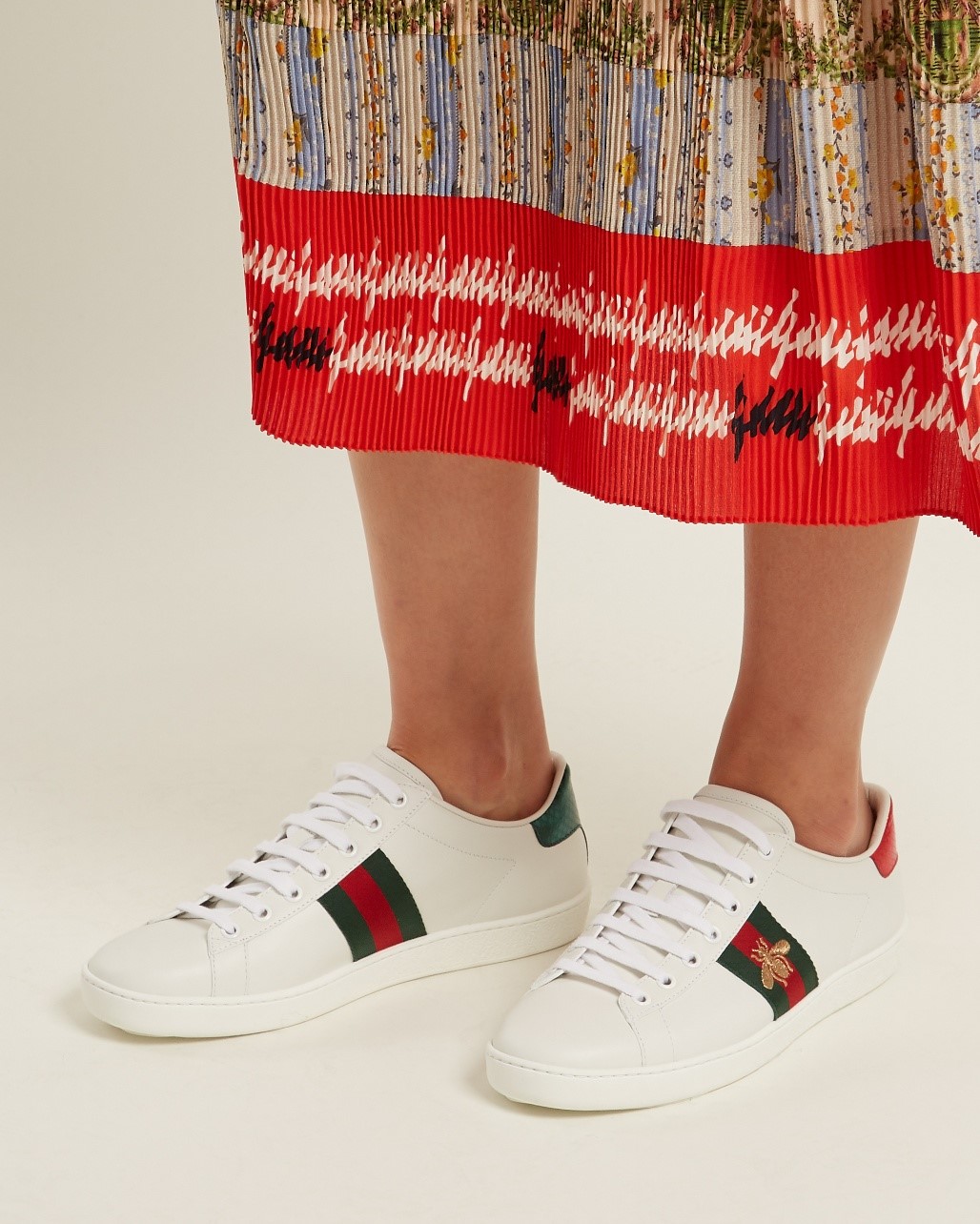 GIÀY THỂ THAO GUCCI ACE EMBROIDERED SNEAKER WHITE LEATHER WITH BEE MÀU TRẮNG 21