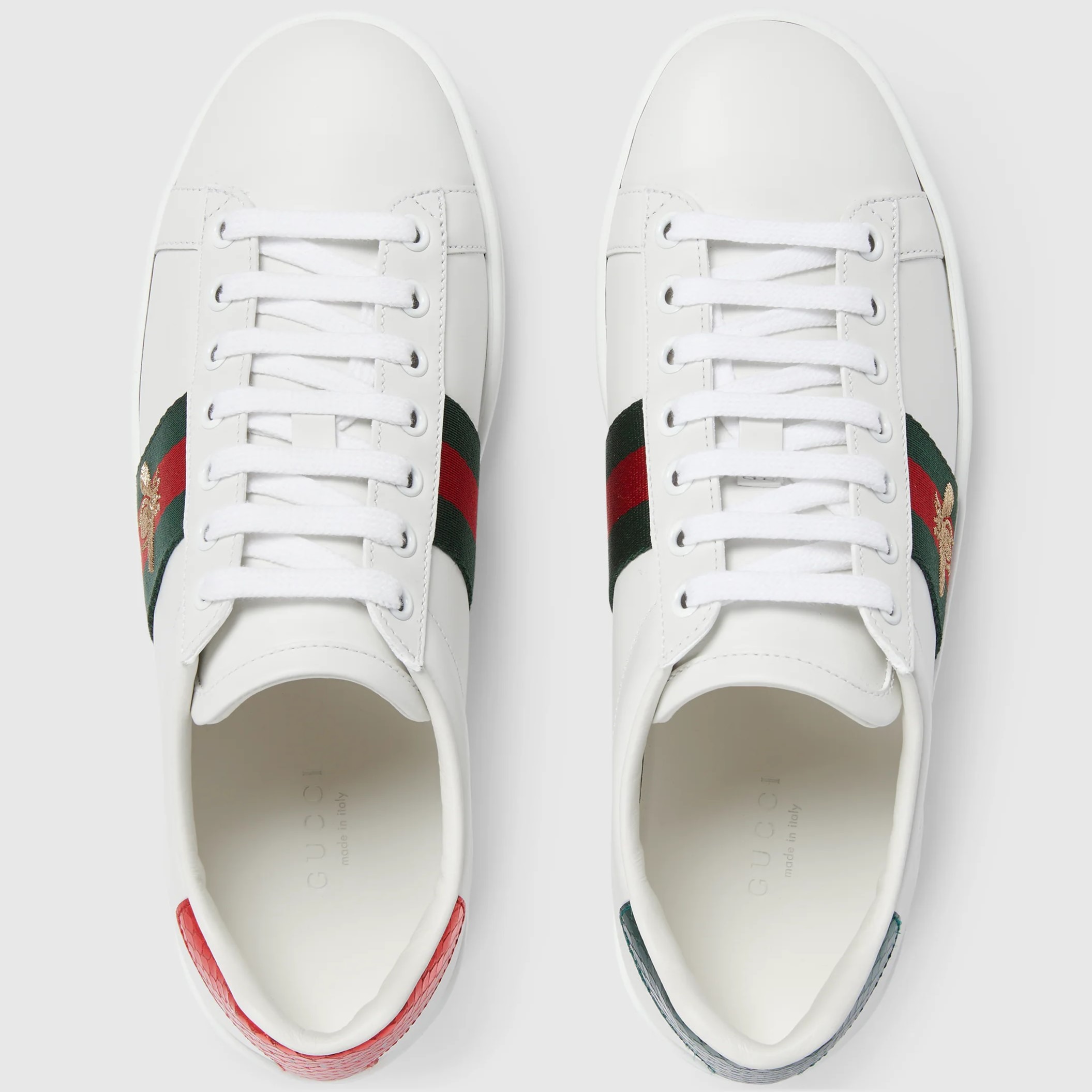 GIÀY THỂ THAO GUCCI ACE EMBROIDERED SNEAKER WHITE LEATHER WITH BEE MÀU TRẮNG 23