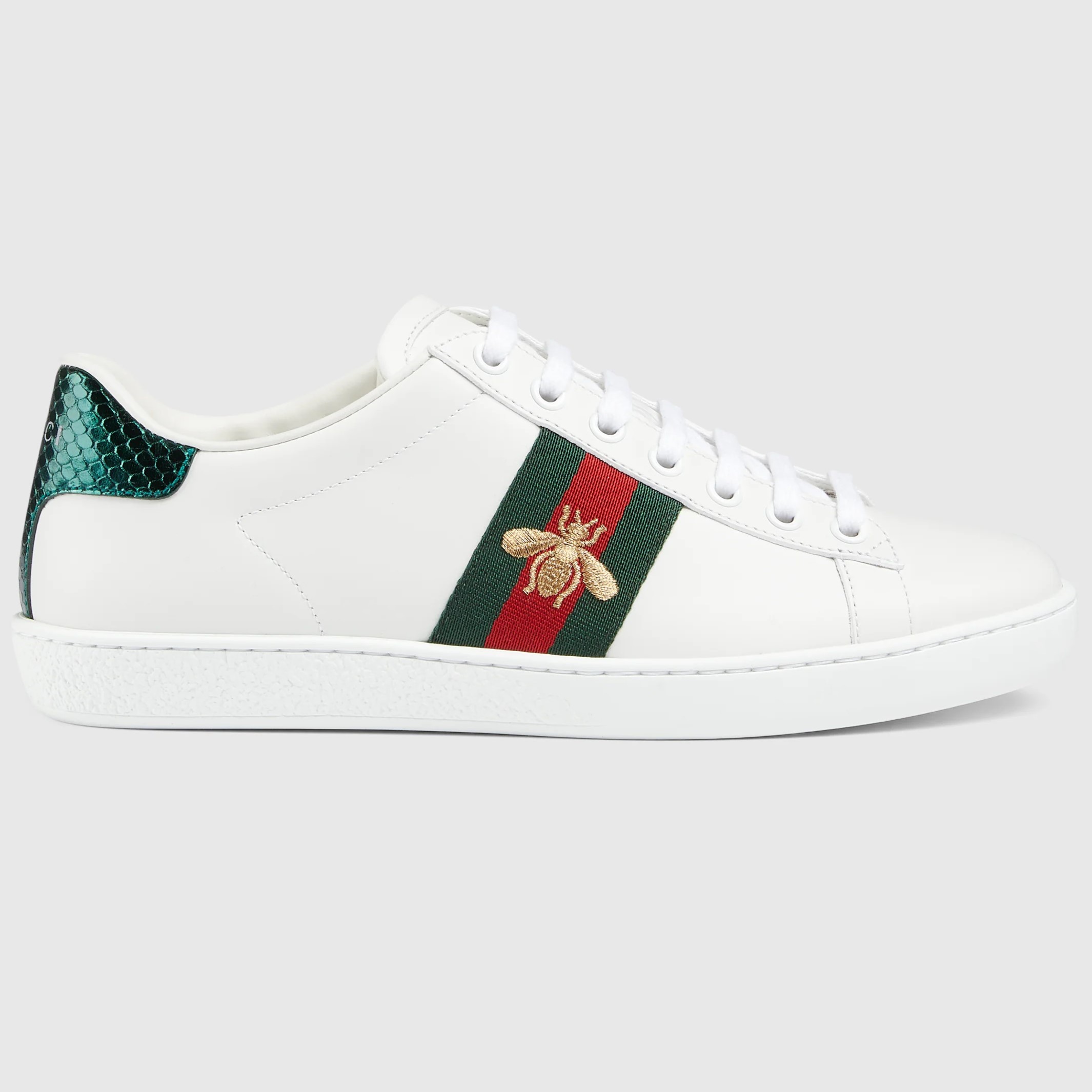 GIÀY THỂ THAO GUCCI ACE EMBROIDERED SNEAKER WHITE LEATHER WITH BEE MÀU TRẮNG 25