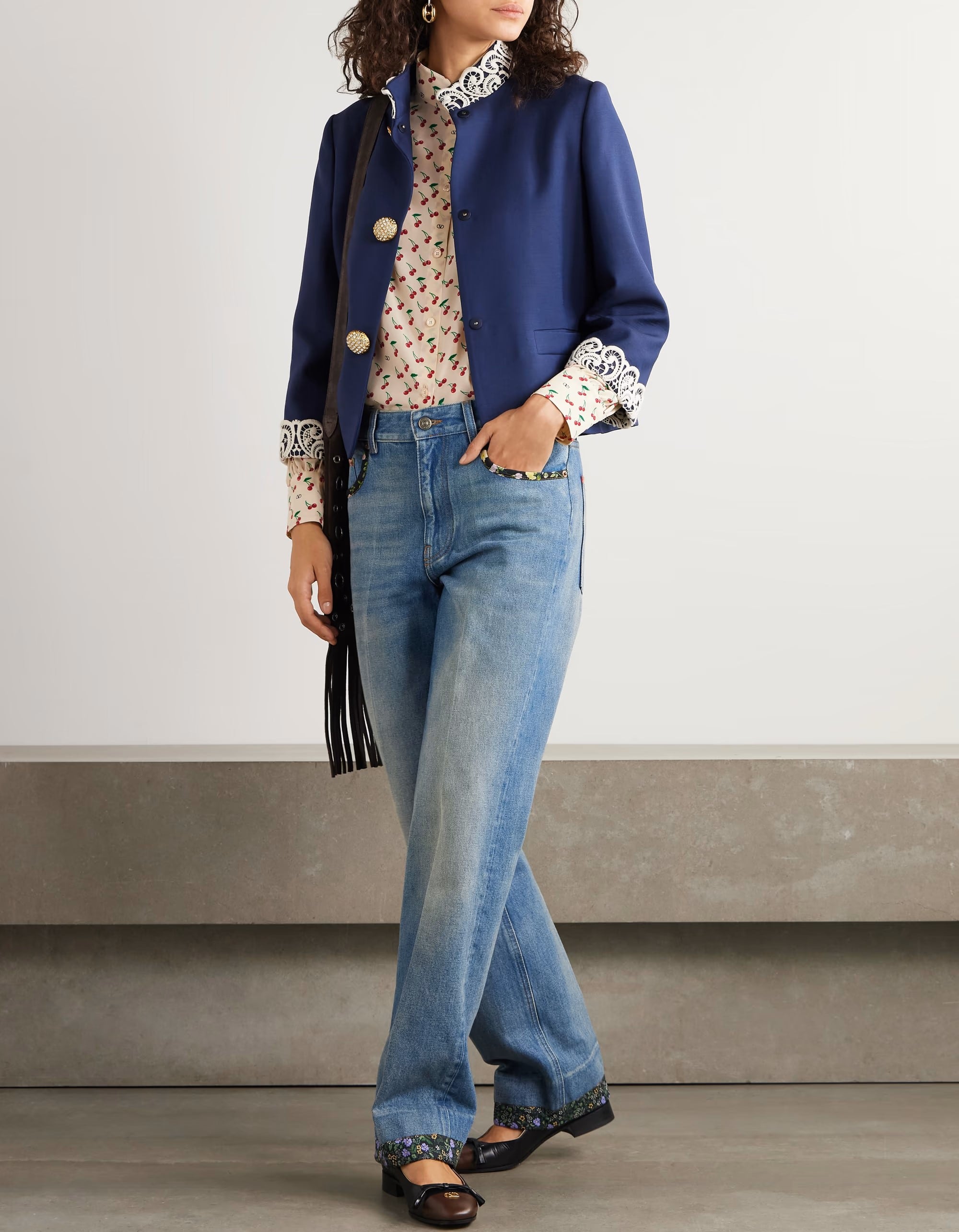 Áo Valentino Printed Silk Crepe De Chine Shirt 5