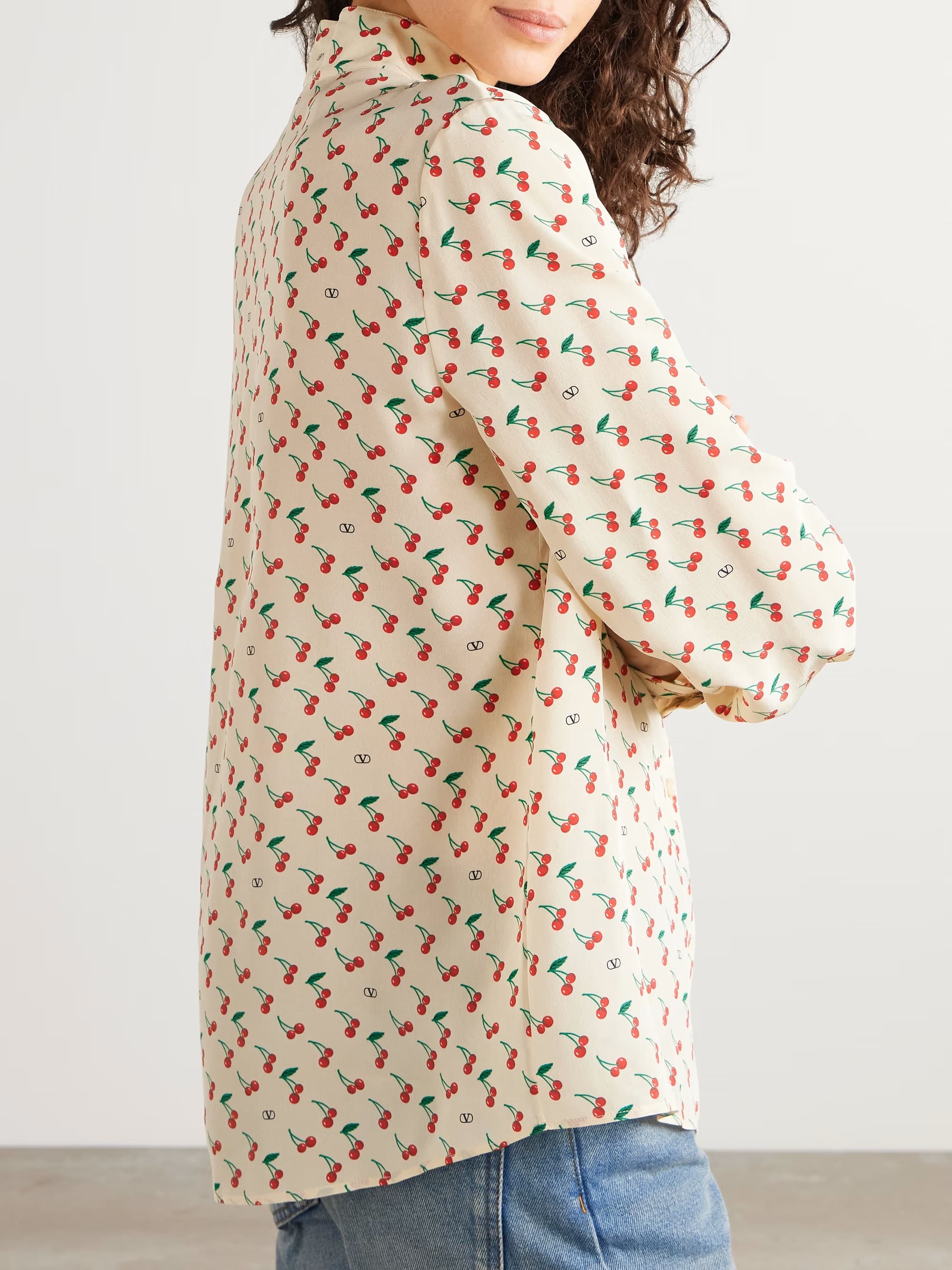 Áo Valentino Printed Silk Crepe De Chine Shirt 7