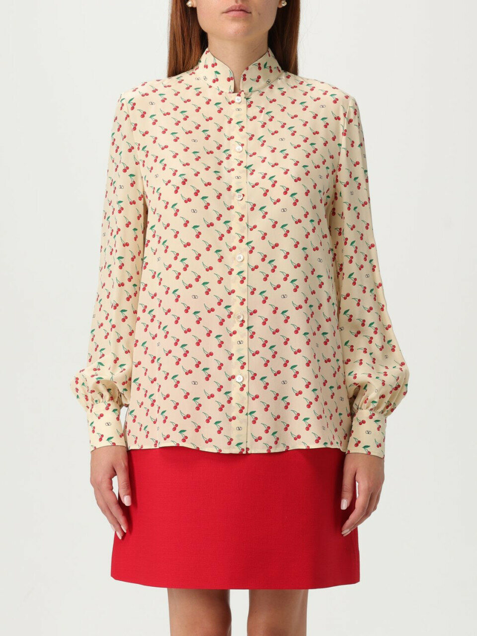 Áo Valentino Printed Silk Crepe De Chine Shirt 9