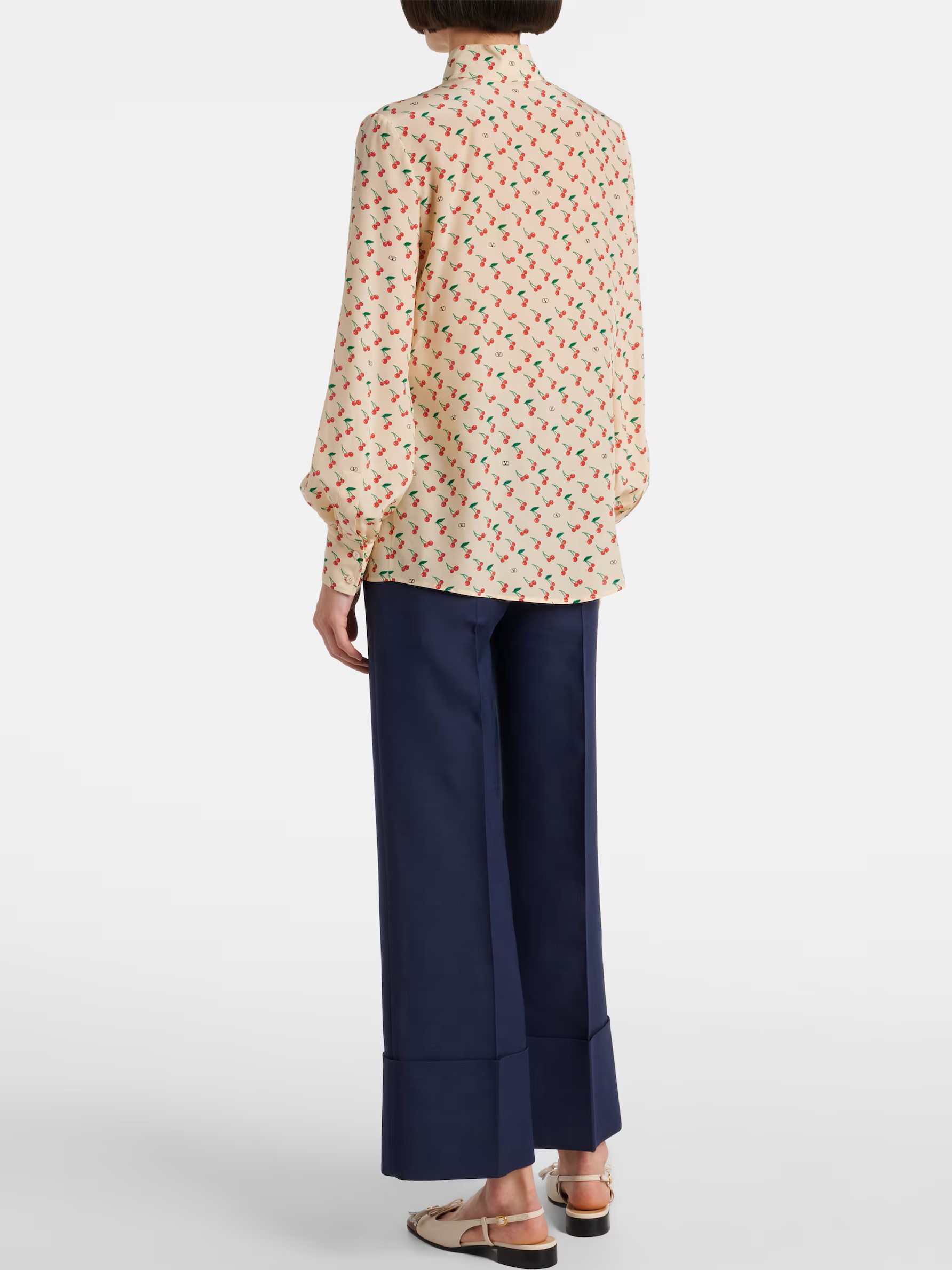 Áo Valentino Printed Silk Crepe De Chine Shirt 11