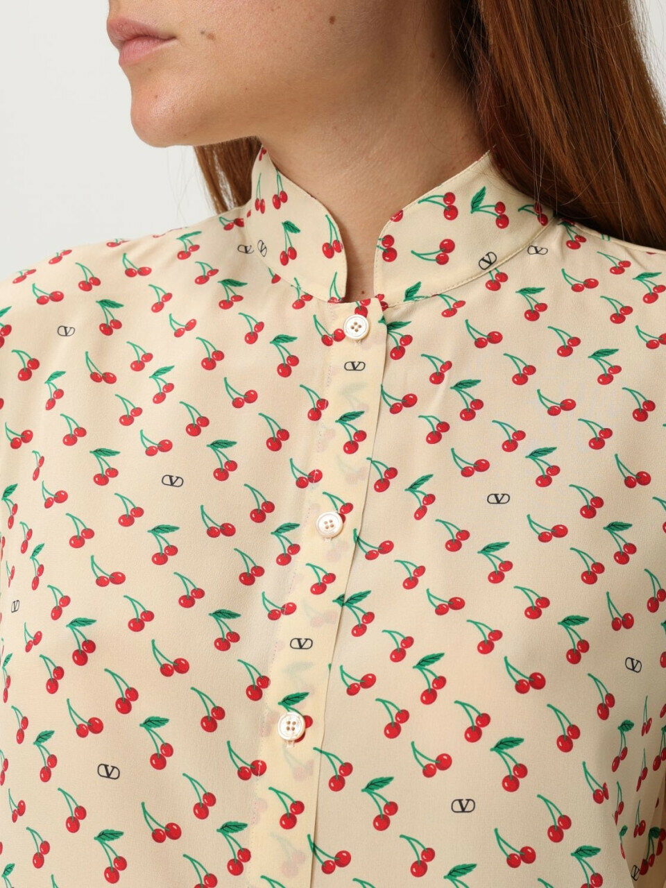 Áo Valentino Printed Silk Crepe De Chine Shirt 13
