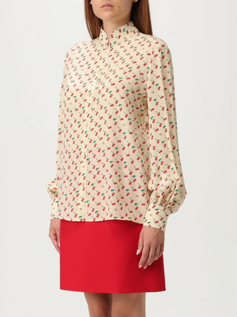 Áo Valentino Printed Silk Crepe De Chine Shirt 15