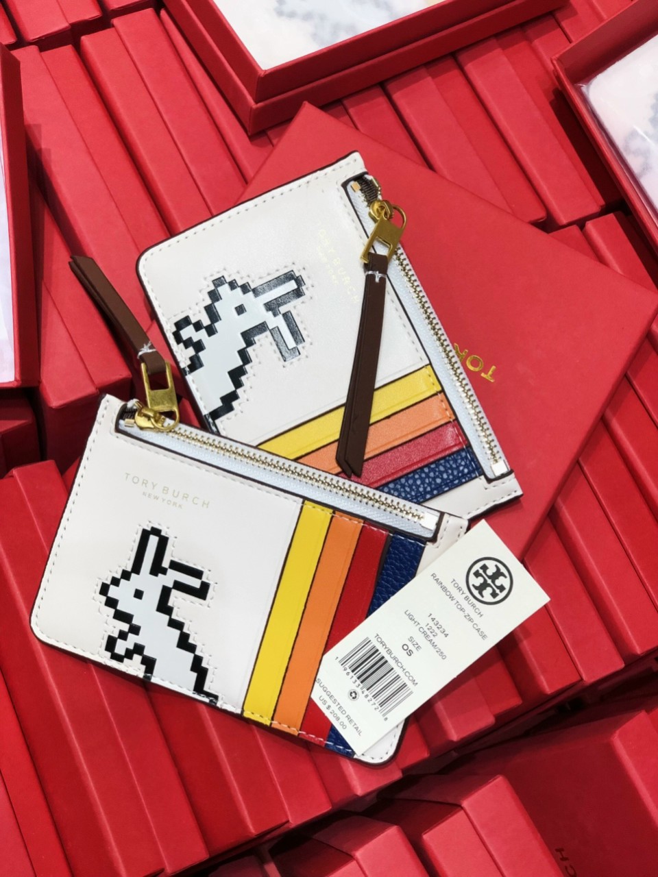 Ví card Tory Burch Rainbow Top Zip Card Case
