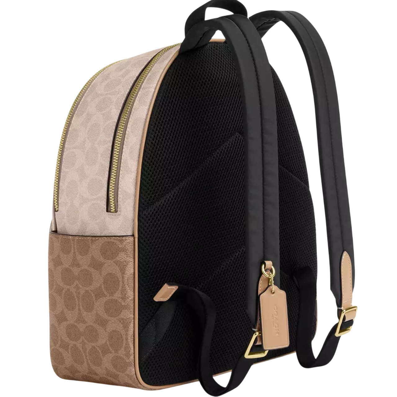 Balo Coach Coat Backpack in Blocked Signature Canvas Sand CZ771 6