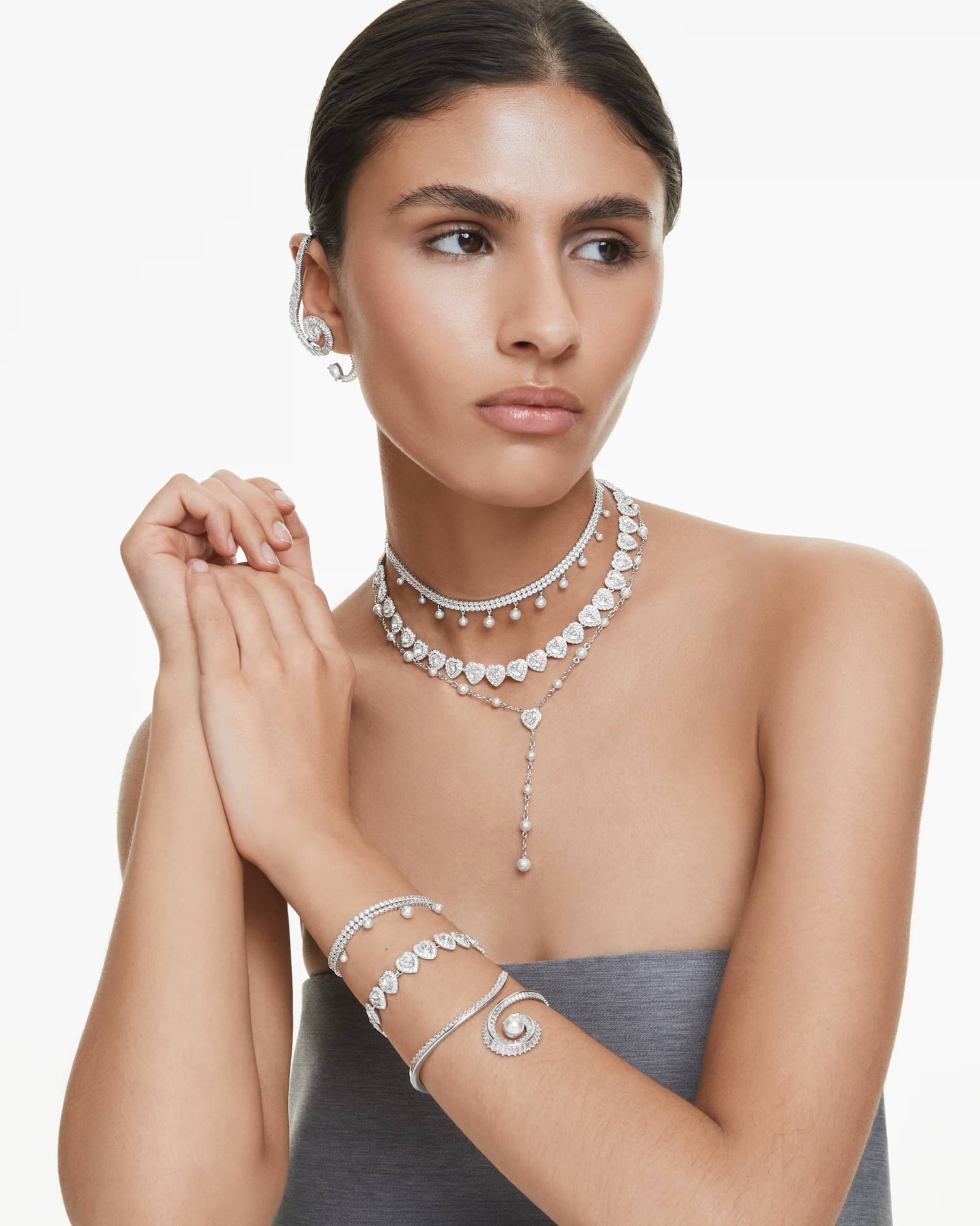 Vòng tay Ariana Grande x Swarovski Bracelet Mixed Cuts Heart White Rhodium Plated 5720860 3