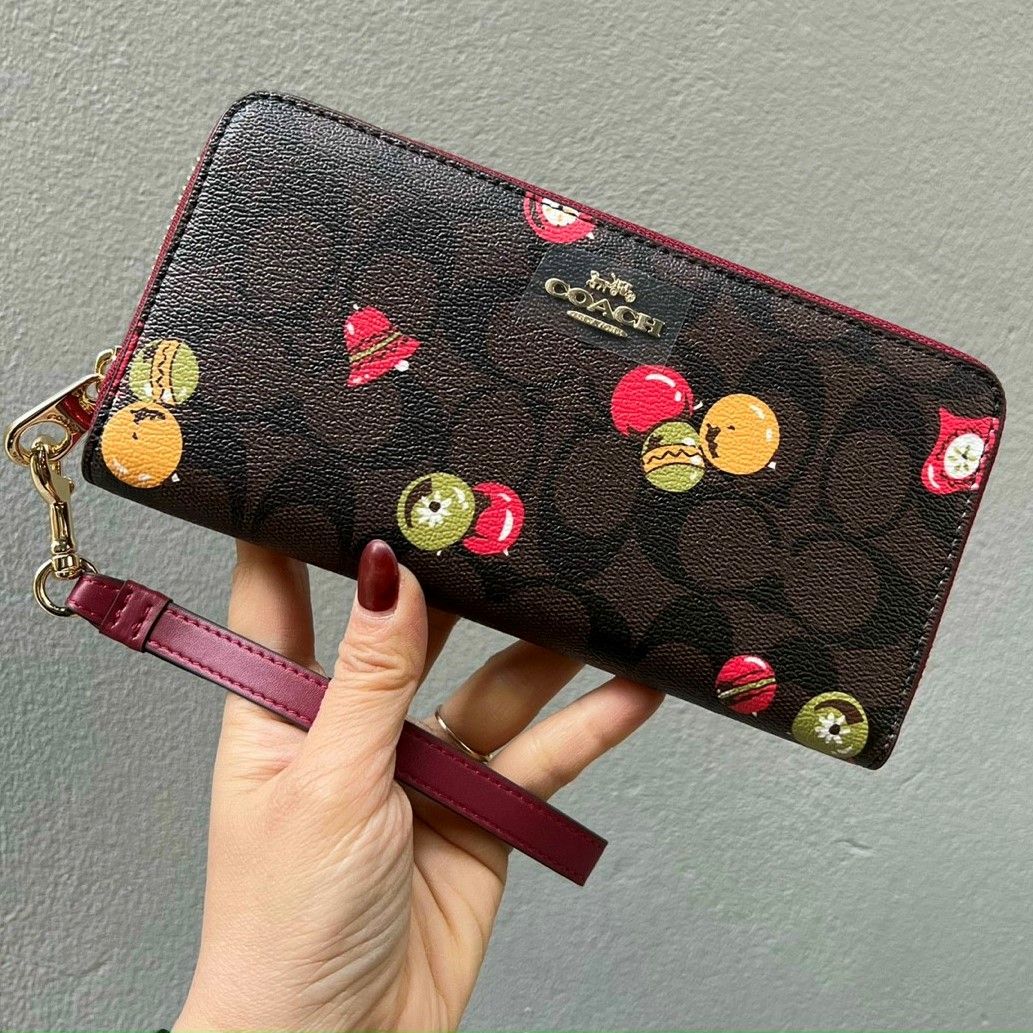 VÍ DÀI NỮ LONG ZIP AROUND WALLET IN SIGNATURE CANVAS WITH ORNAMENT PRINT 1