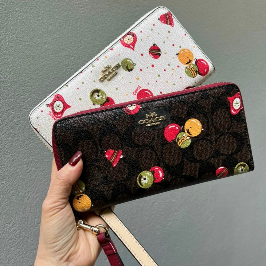 VÍ DÀI NỮ LONG ZIP AROUND WALLET IN SIGNATURE CANVAS WITH ORNAMENT PRINT 3