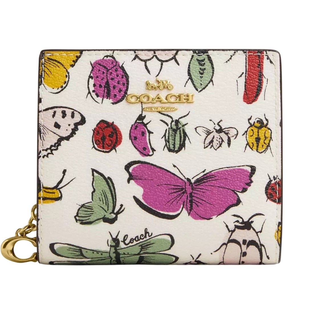 Ví Coach Mini Snap Wallet With Creature Print Novelty print Gold Chalk Multi CR795 3