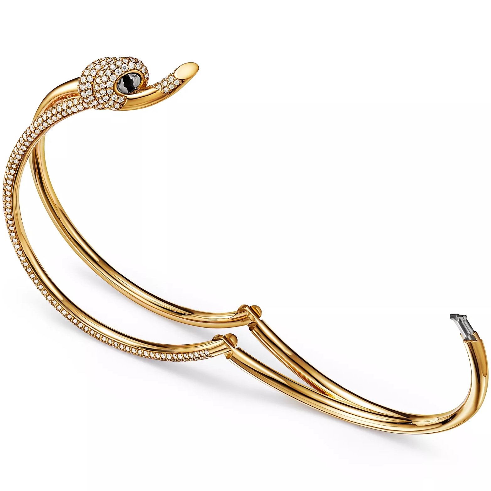 Vòng tay Tiffany Knot Double Row Hinged Bangle in Yellow Gold with Diamonds 4