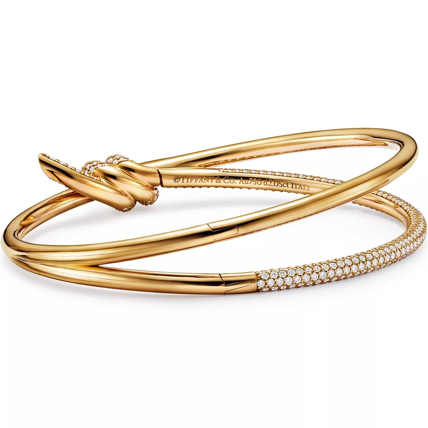 Vòng tay Tiffany Knot Double Row Hinged Bangle in Yellow Gold with Diamonds 1
