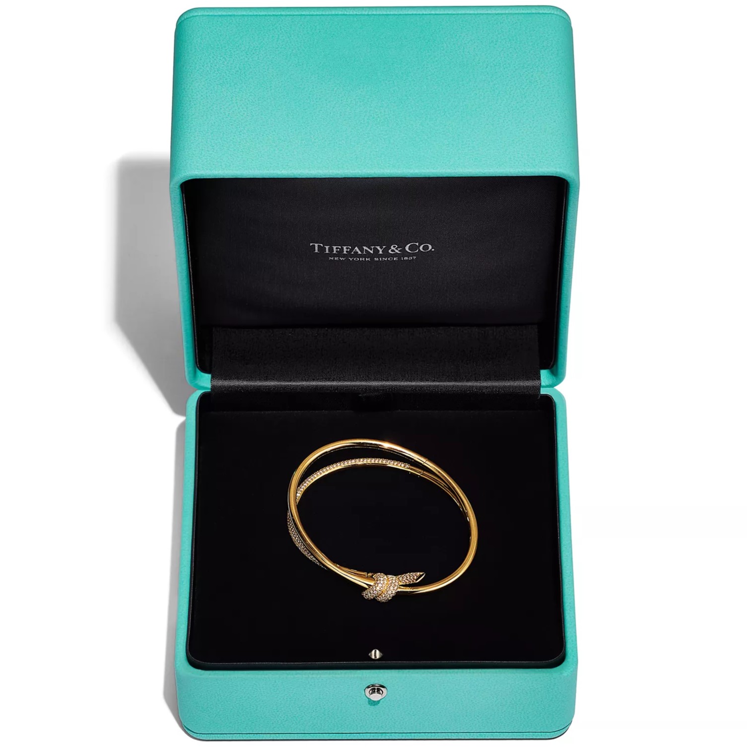 Vòng tay Tiffany Knot Double Row Hinged Bangle in Yellow Gold with Diamonds 6
