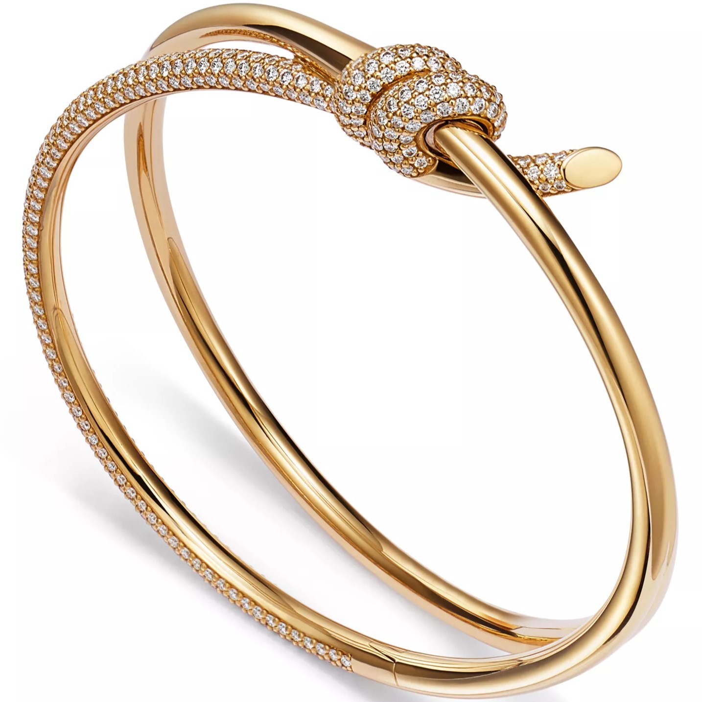 Vòng tay Tiffany Knot Double Row Hinged Bangle in Yellow Gold with Diamonds 5