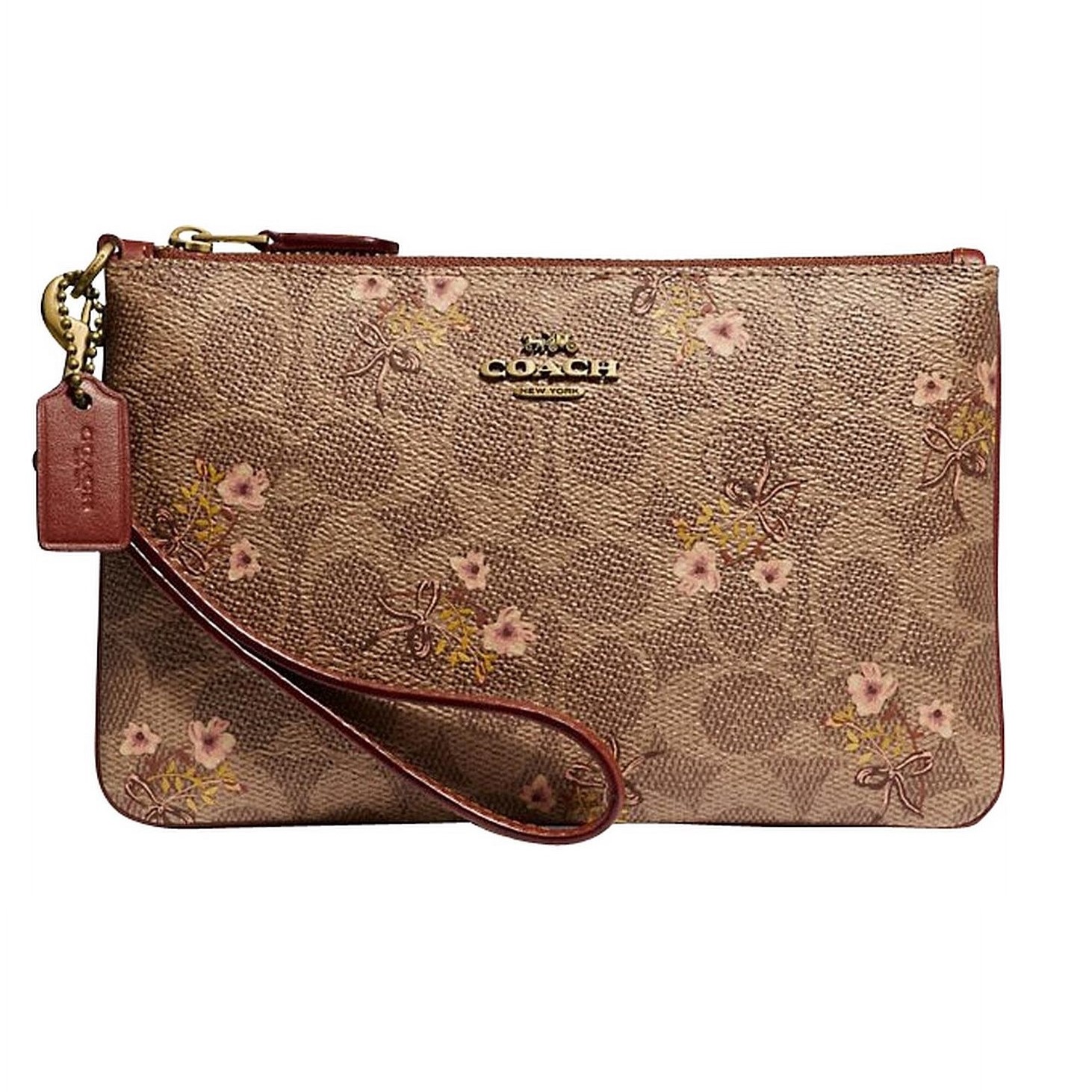 VÍ CẦM TAY NỮ COACH SMALL WRISTLET IN SIGNATURE CANVAS WITH FLORAL BOW PRINT F67070 3