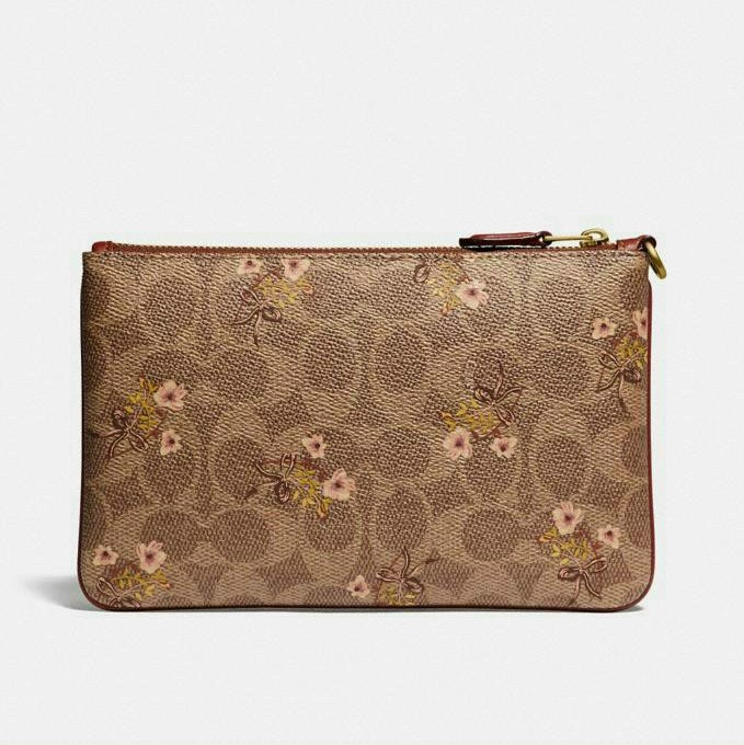VÍ CẦM TAY NỮ COACH SMALL WRISTLET IN SIGNATURE CANVAS WITH FLORAL BOW PRINT F67070 1