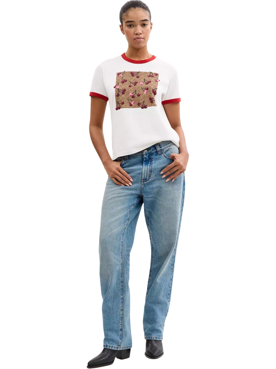 Áo nữ Coach Signature Square Cherry T Shirt In Organic Cotton CZ064 2