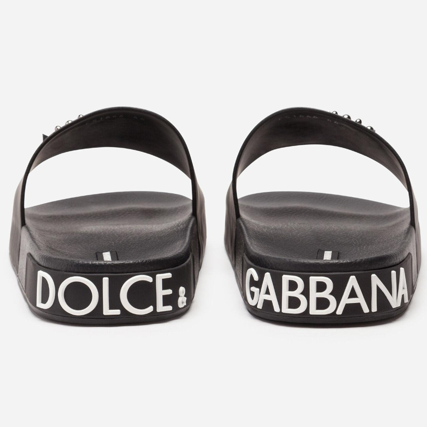 Dép nam Rubber And Calfskin Sliders With Patches Of The Designers Black Dolce  Gabbana Men