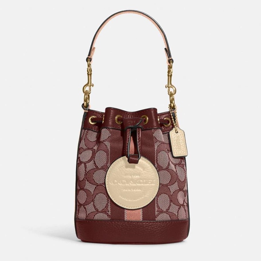 TÚI COACH NỮ MINI DEMPSEY BUCKET BAG IN SIGNATURE JACQUARD WITH STRIPE AND COACH PATCH C8322 24