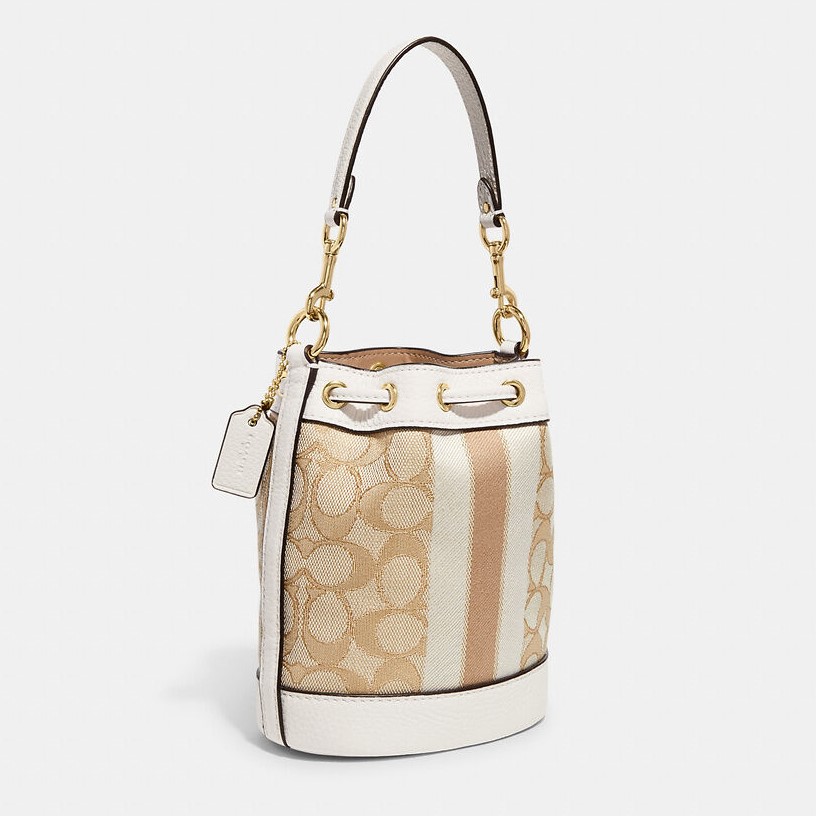 TÚI COACH NỮ MINI DEMPSEY BUCKET BAG IN SIGNATURE JACQUARD WITH STRIPE AND COACH PATCH C8322 26