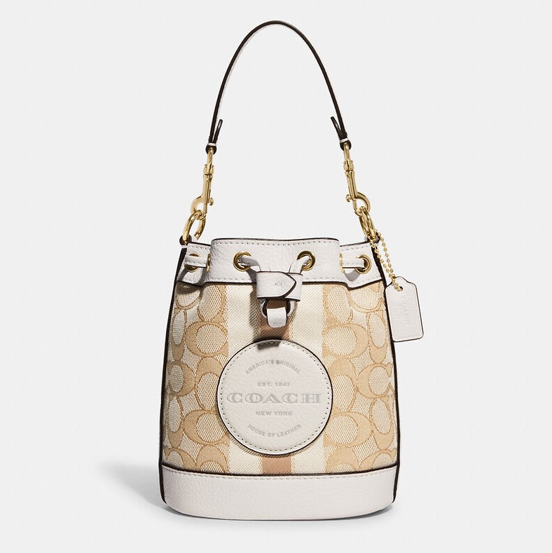 TÚI COACH NỮ MINI DEMPSEY BUCKET BAG IN SIGNATURE JACQUARD WITH STRIPE AND COACH PATCH C8322 29