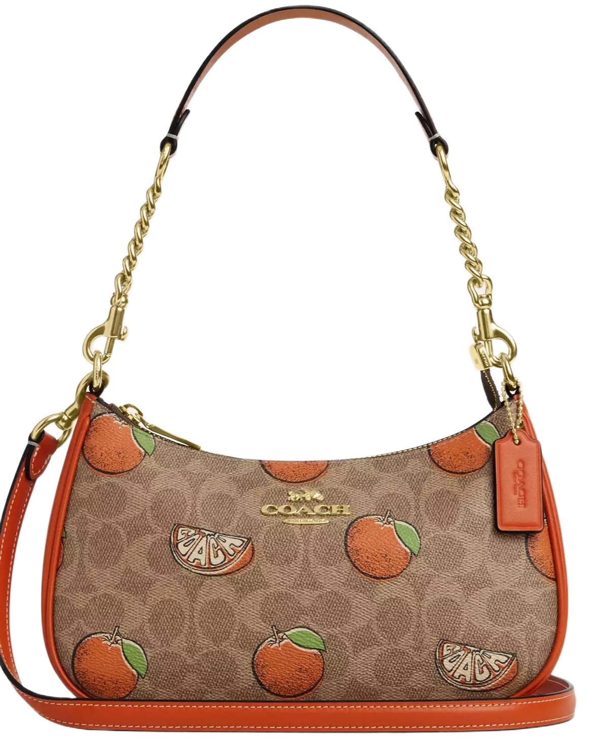 Túi kẹp nách Coach Teri Shoulder Bag In Signature Canvas With Orange Print CAL80 1