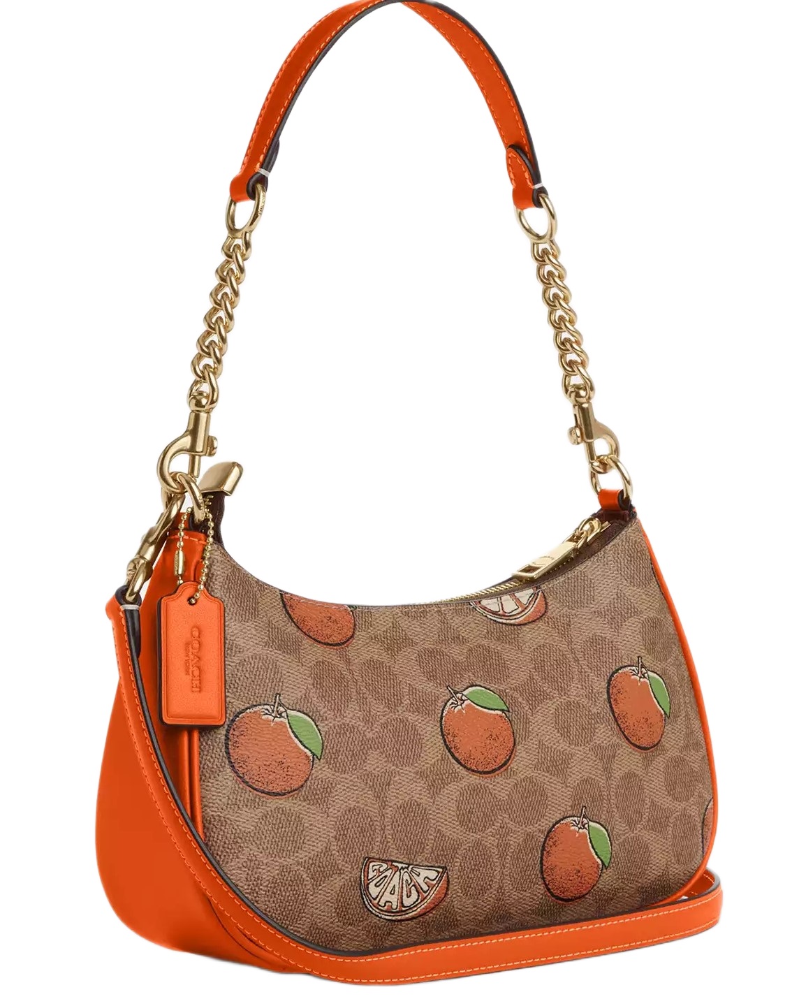 Túi kẹp nách Coach Teri Shoulder Bag In Signature Canvas With Orange Print CAL80 5