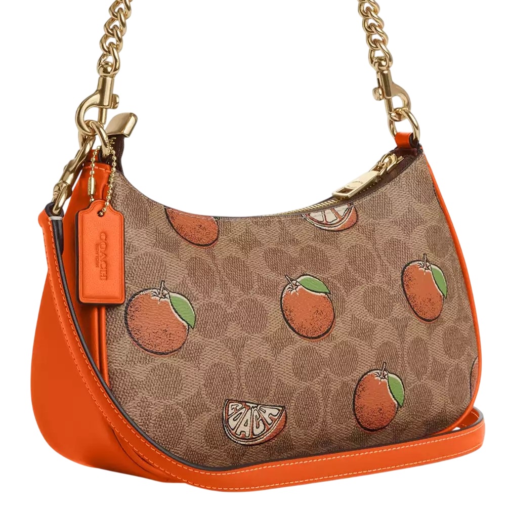 Túi kẹp nách Coach Teri Shoulder Bag In Signature Canvas With Orange Print CAL80 8