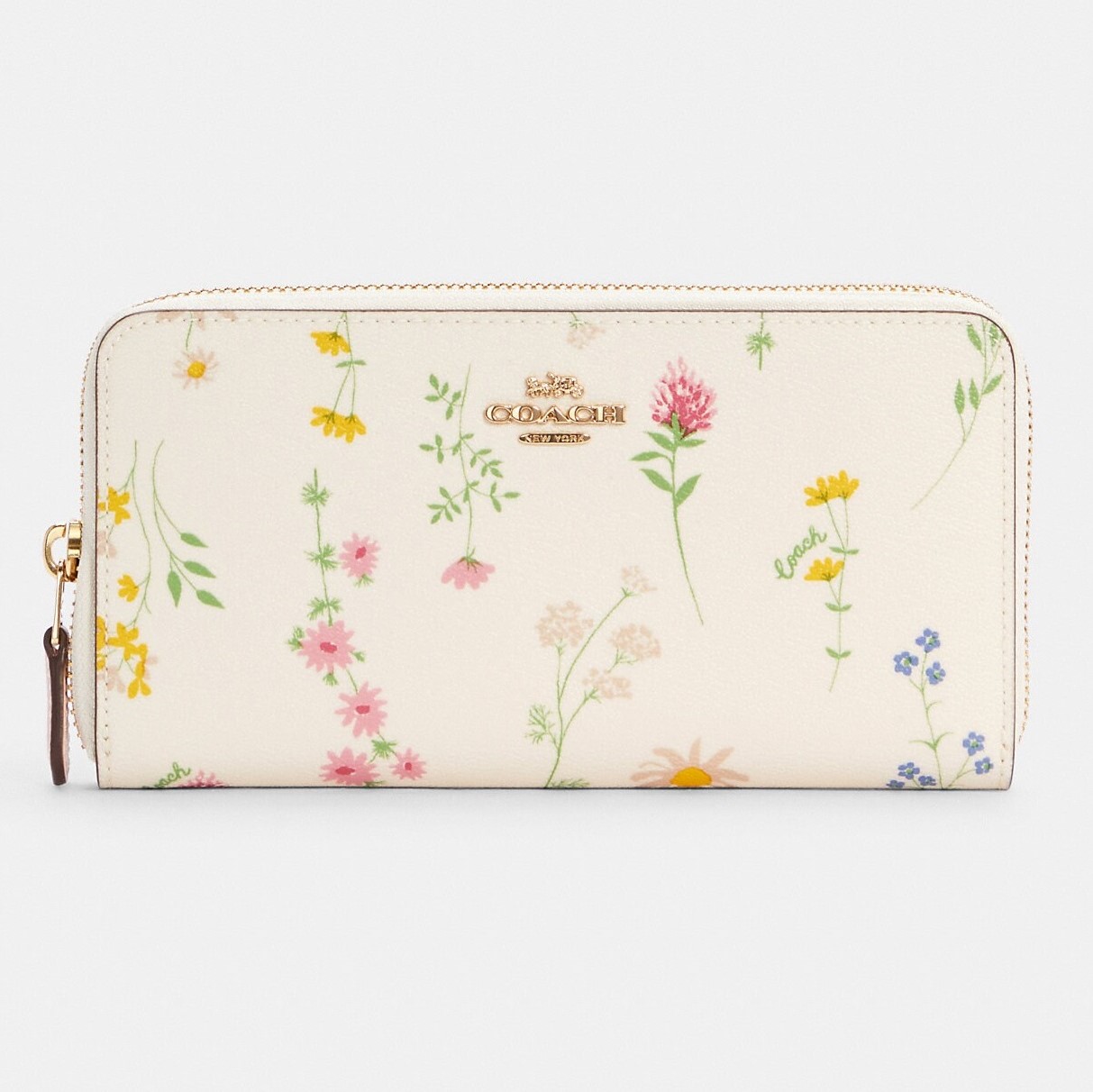 VÍ COACH IN HOA ACCORDION ZIP WALLET WITH SPACED WILDFLOWER PRINT C0033 1