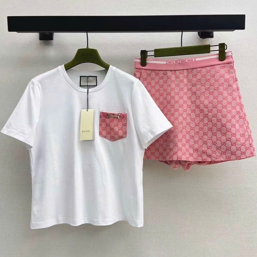 Set áo thun váy ngắn nữ lưng thun Gucci 2