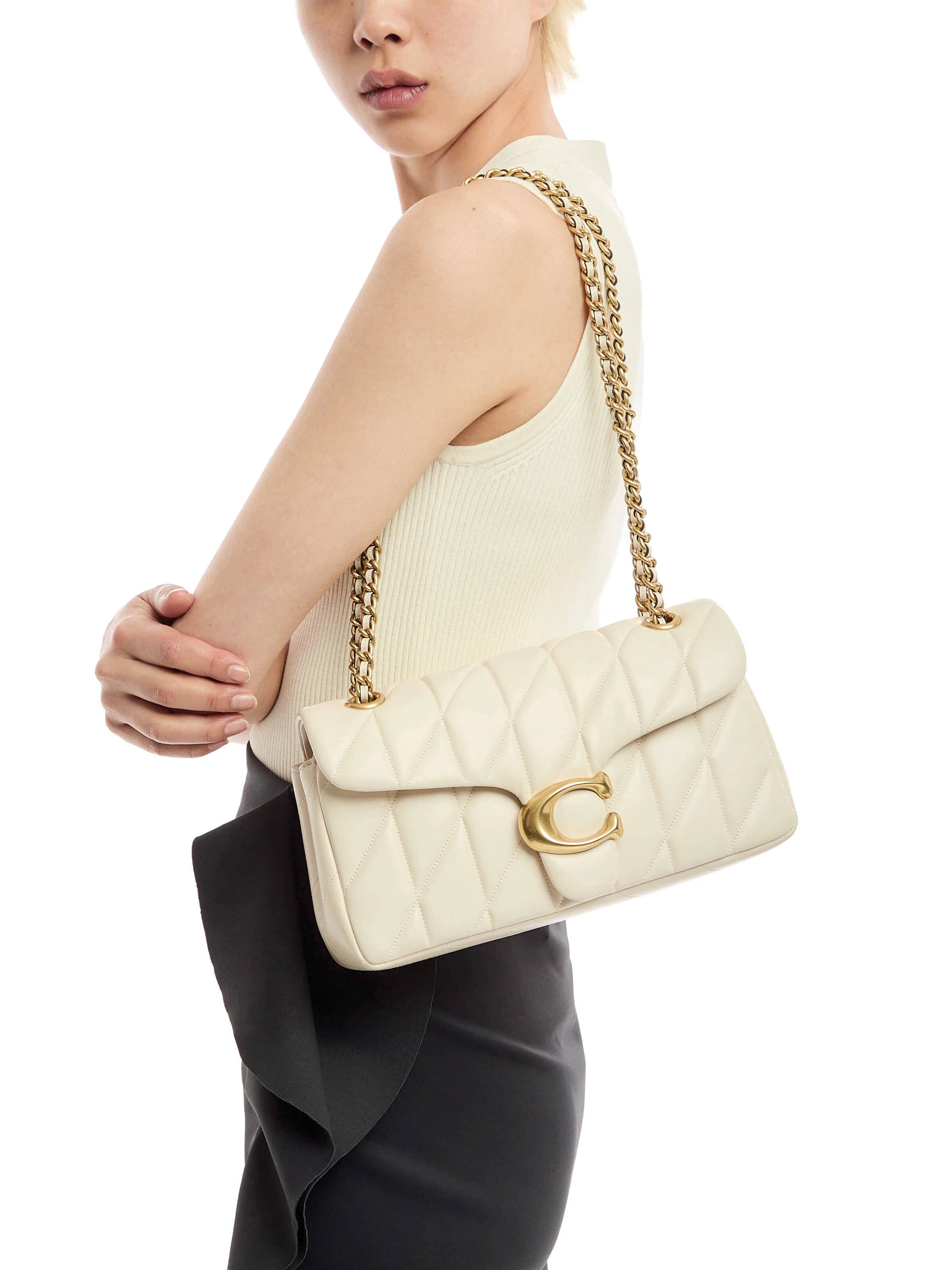 Túi đeo vai nữ Coach Tabby 26 Quilted Leather Shoulder Bag Chalk 8