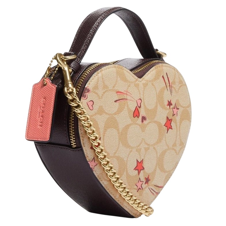 Túi Coach Heart Crossbody In Signature Canvas With Heart And Star Print Light Khaki Multi CK523 5