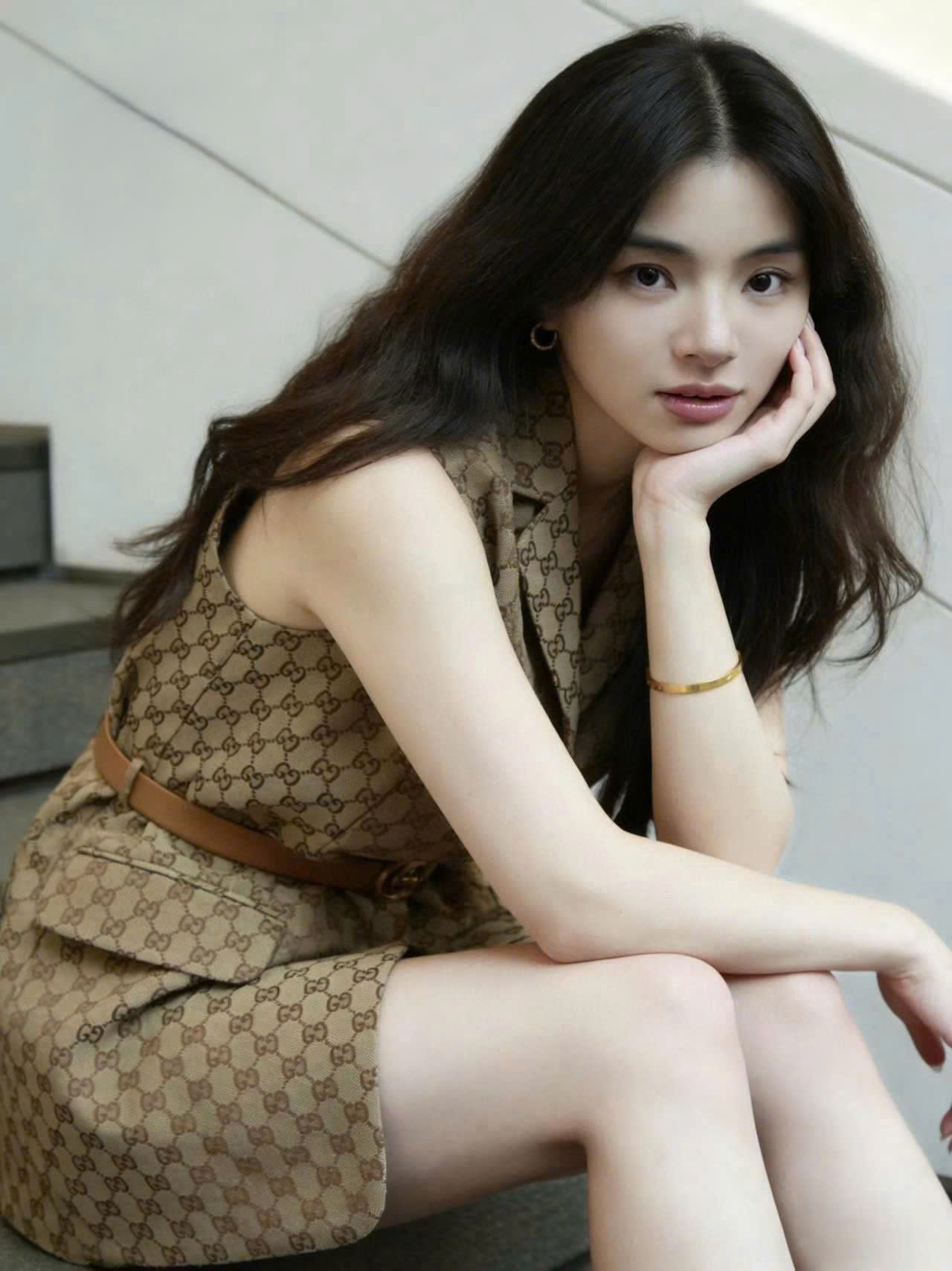 Áo gile Gucci sát nách kèm thắt lưng nâu 10