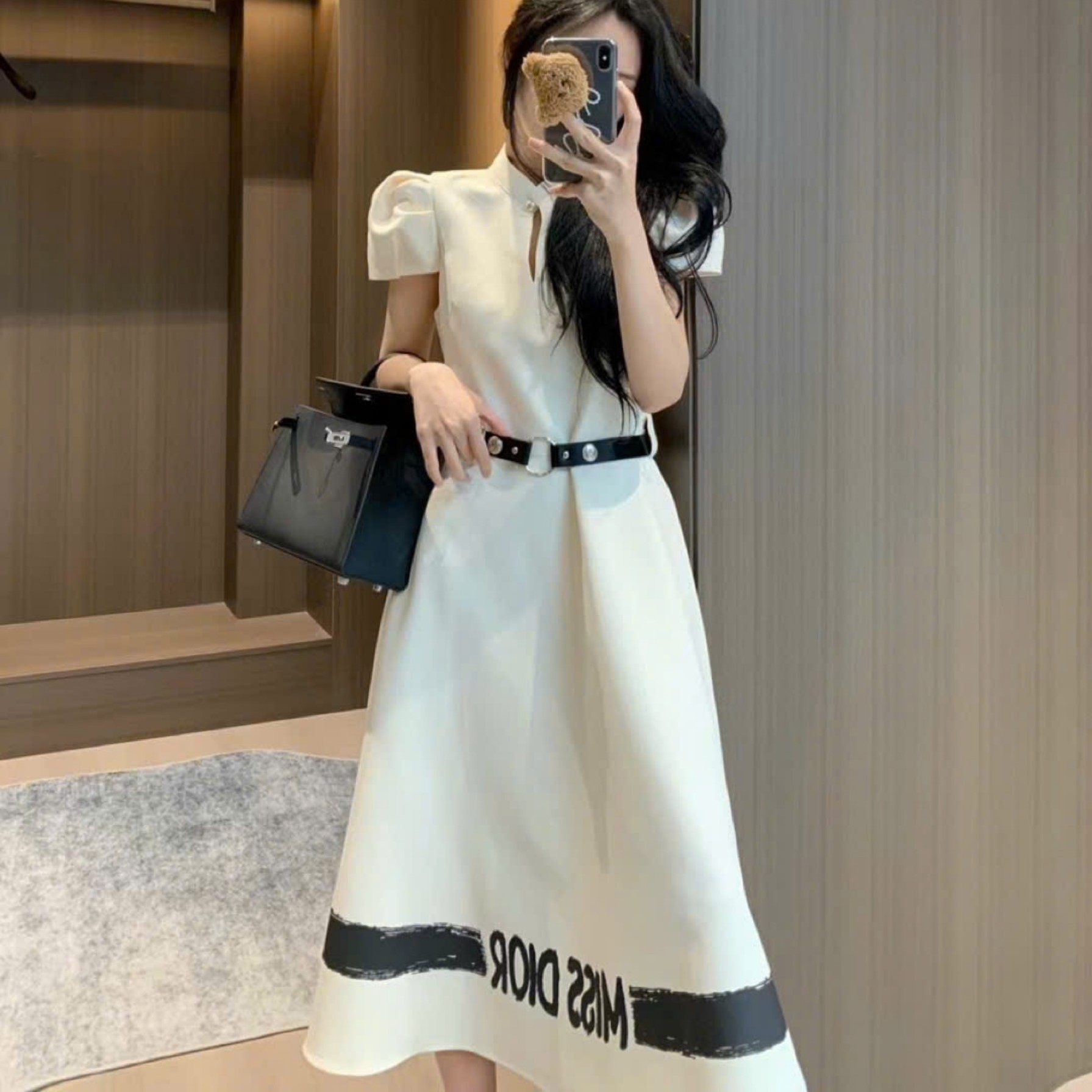 Đầm dài xòe nữ Dior kèm thắt lưng 1