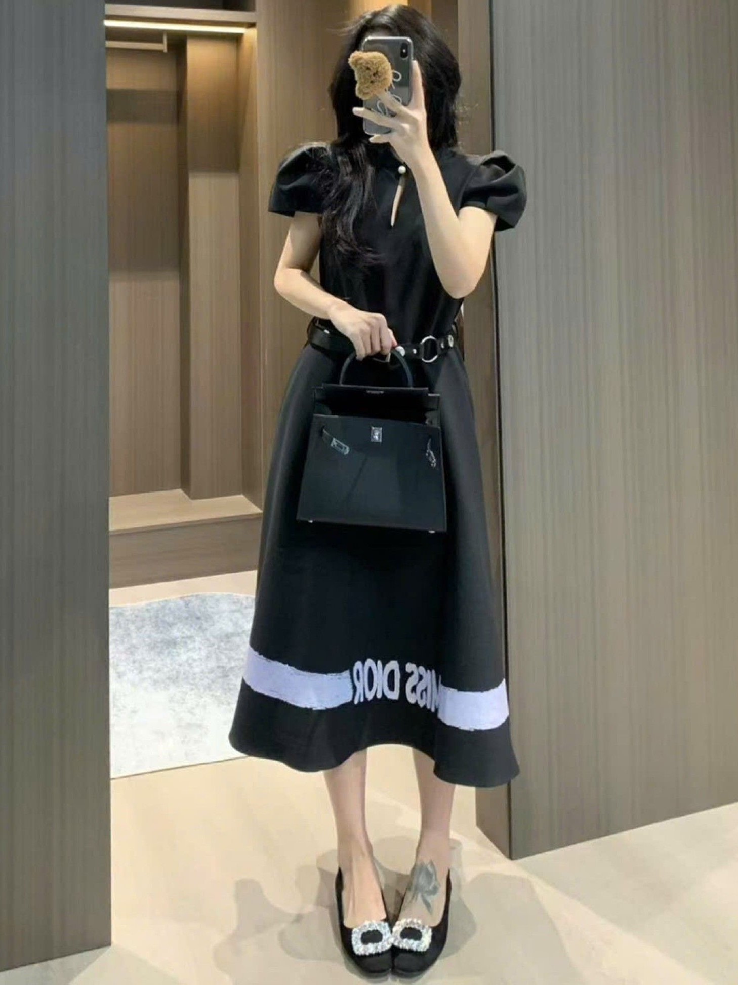 Đầm dài xòe nữ Dior kèm thắt lưng 8