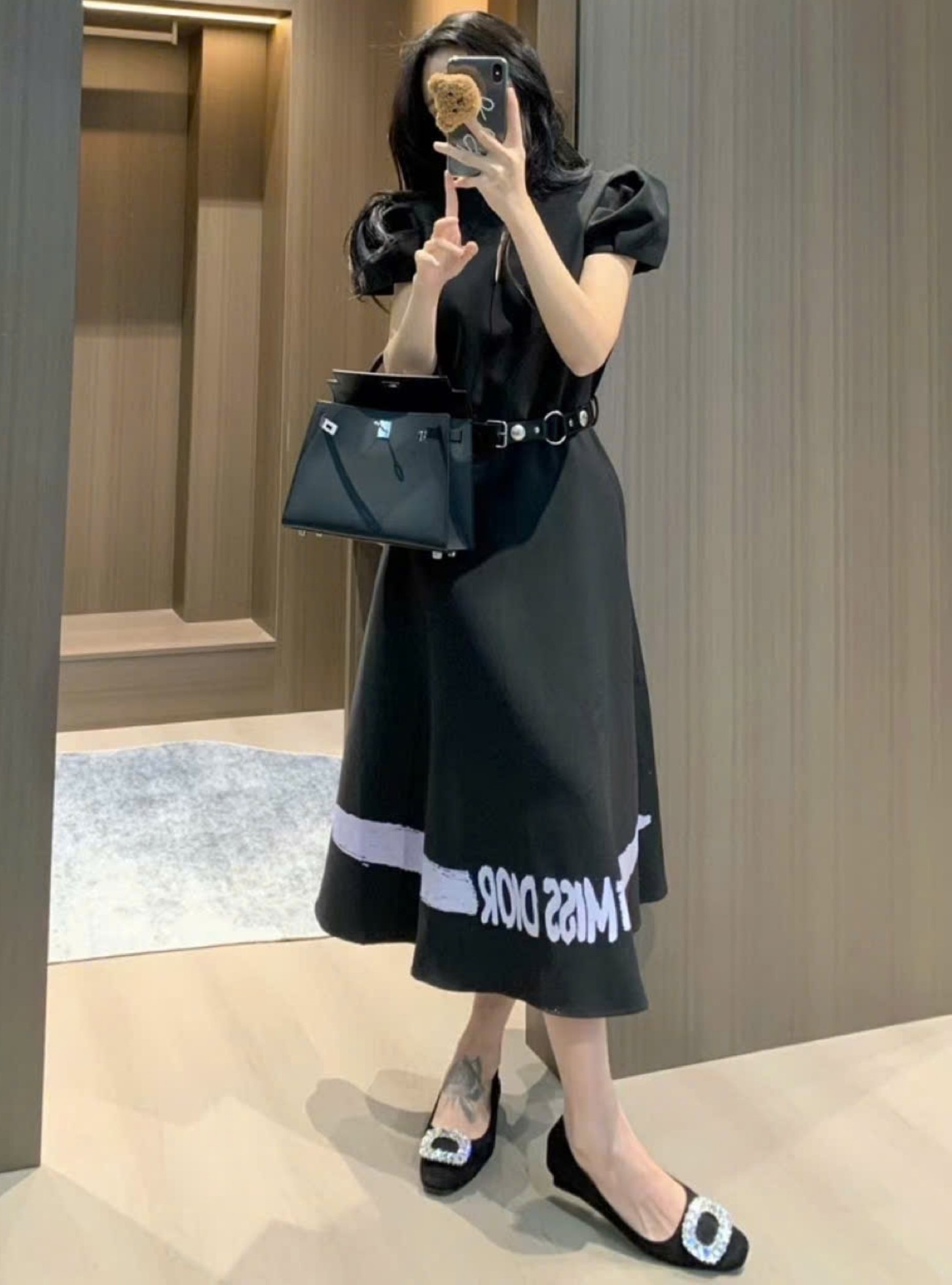 Đầm dài xòe nữ Dior kèm thắt lưng 15