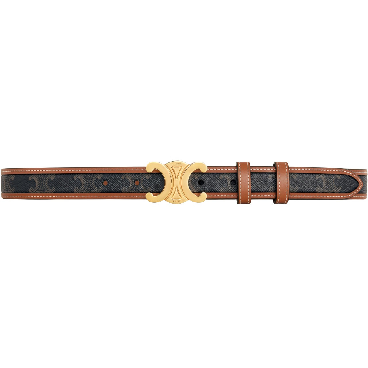 Dây nịt Celine Medium Triomphe Belt in Triomphe Canvas and Calfskin Tan 1