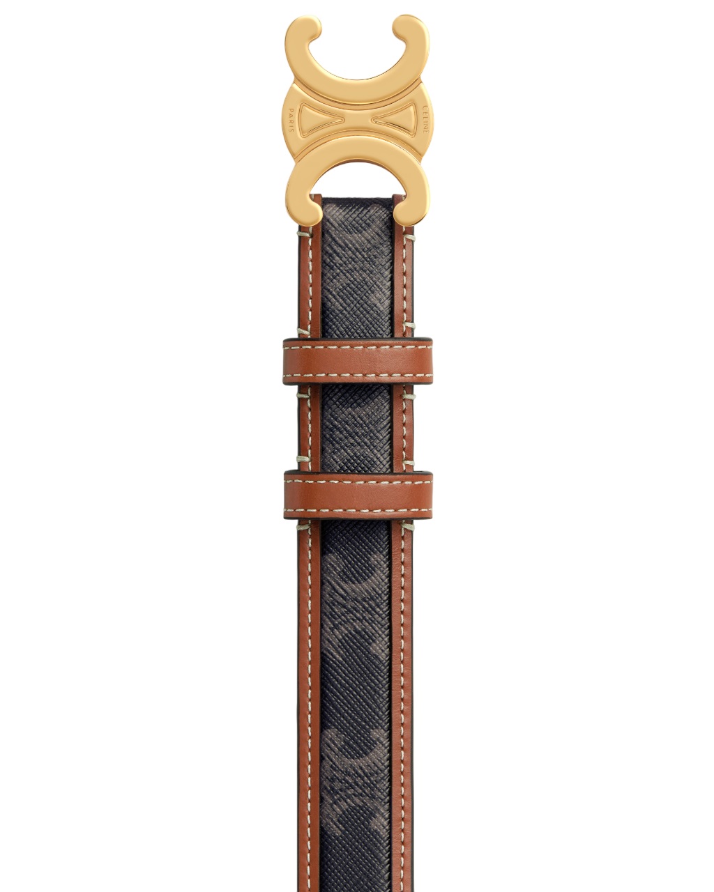 Dây nịt Celine Medium Triomphe Belt in Triomphe Canvas and Calfskin Tan 4