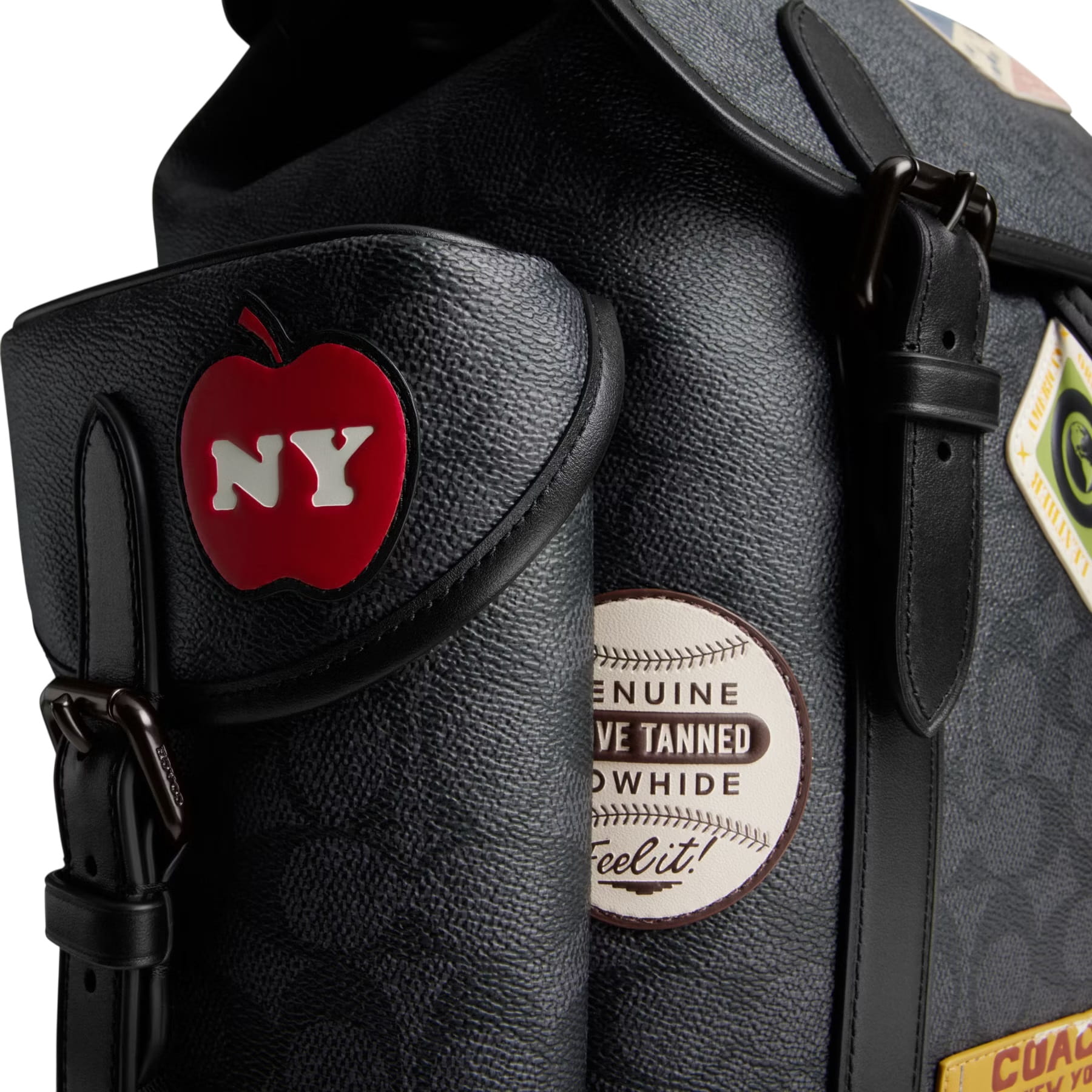 Balo Coach Hitch Backpack In Signature Canvas With Patches Charcoal Multi CBF04 3